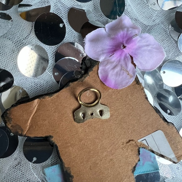 handcrafted wall plaque mixed media mermaid Victorian flowers dream - Picture 6 of 6